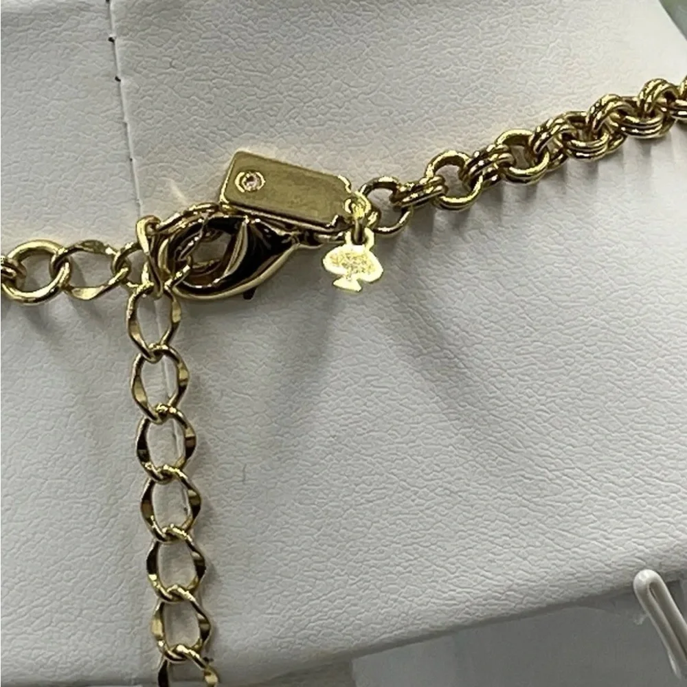 Kate Spade Day Tripper Black Faceted Rhinestones Gold Tone Statement Necklace‎